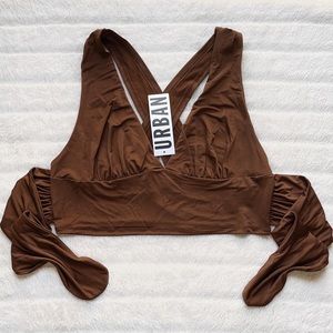 Phoenix Plunging Tie-Back Tank Top in Brown